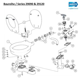 Jabsco 29043-0000 Manual Twist 'n' Lock Toilet Base Valve Gasket ITT 